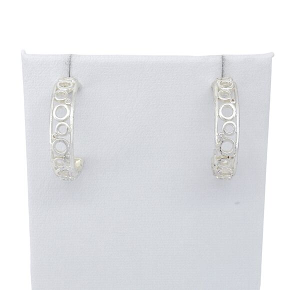 Vintage Sterling Silver 925 2.3cm Textured Hoop Earrings - Picture 3 of 5